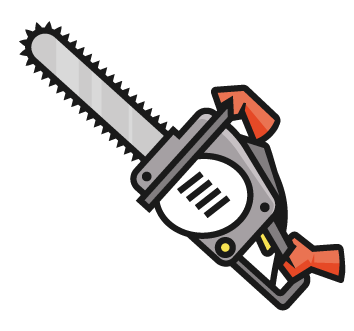 Icon of a chainsaw to represent tree removal.